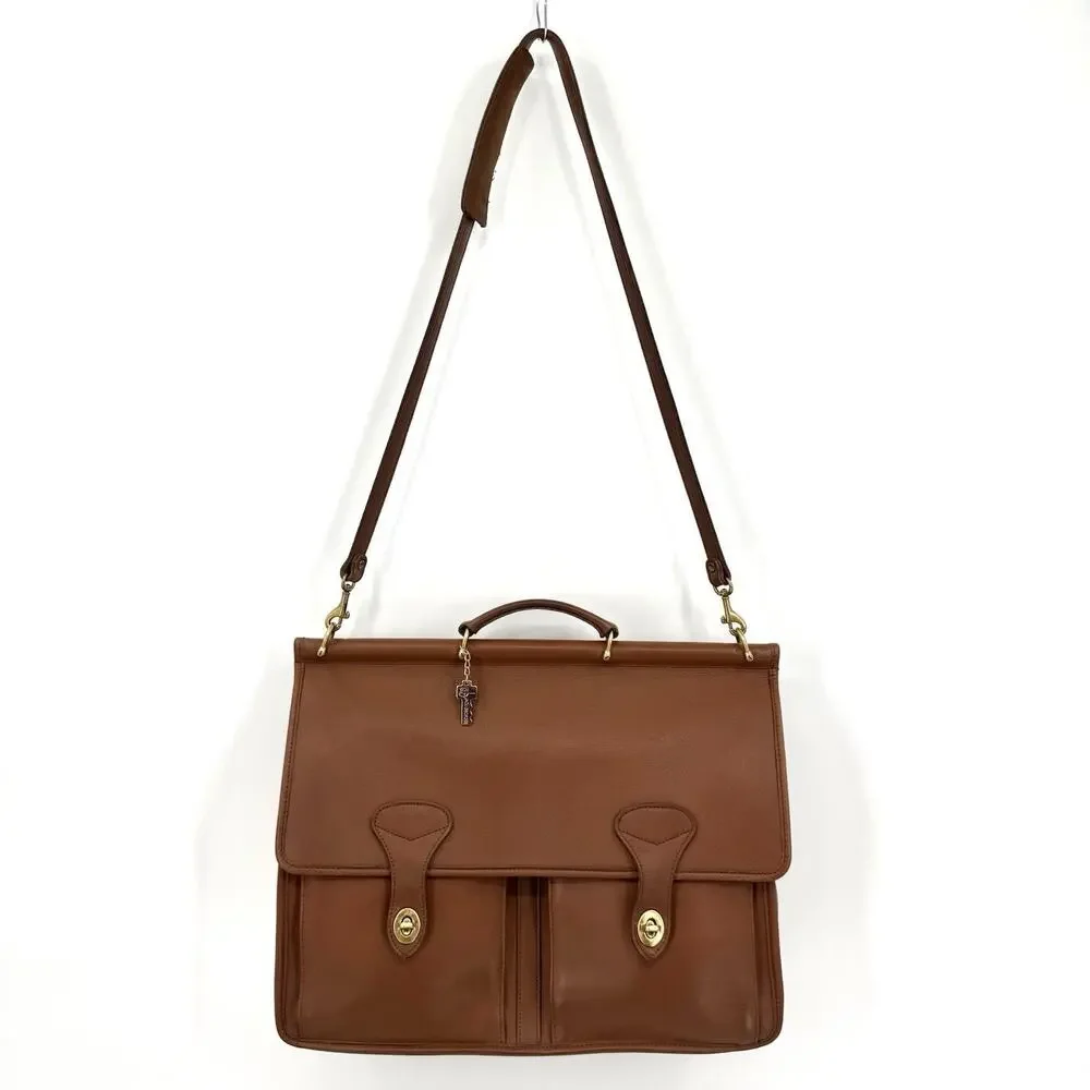 Jack Georges VTG UNIVERSITY PROFESSIONAL LEATHER DOWEL BRIEFCASE Shoulder Bag